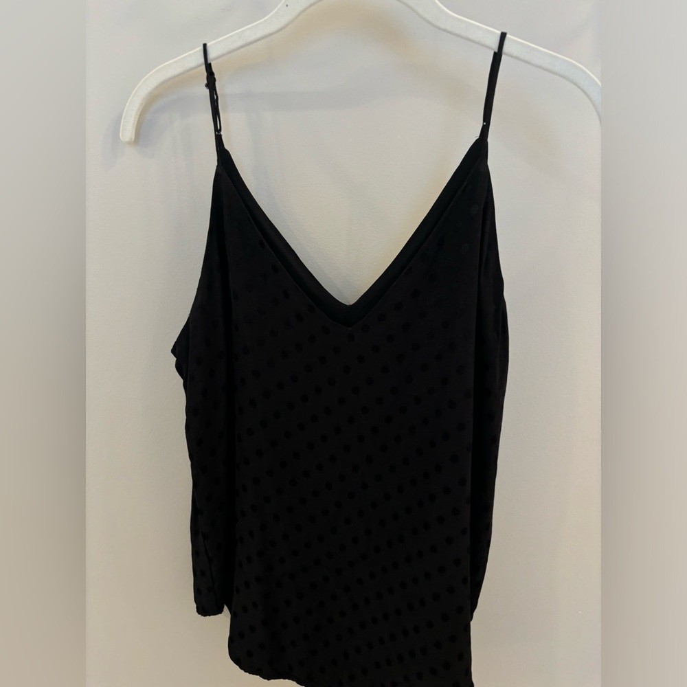 Express Black Satin Polka Dot V Neck Cami Top Size Small